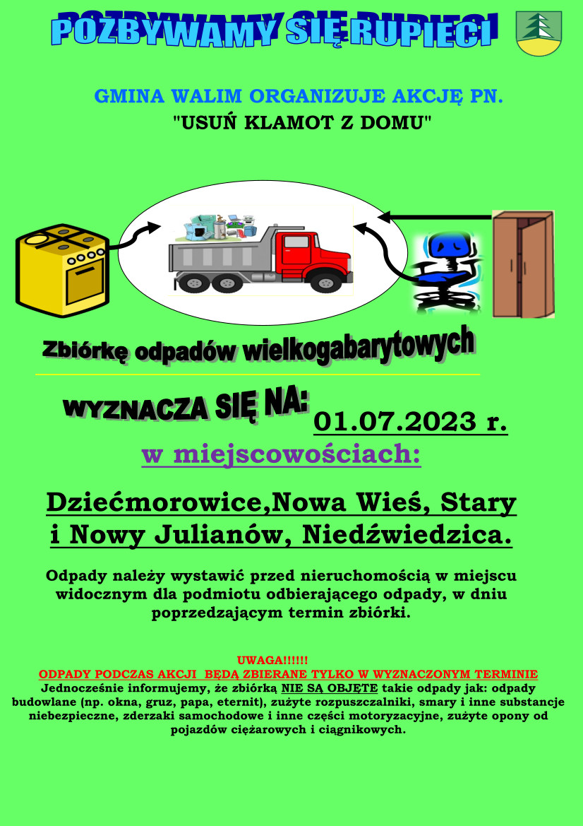 Zbiórka odpadów wielkogabarytowych! Zbiórka odpadów wielkogabarytowych!